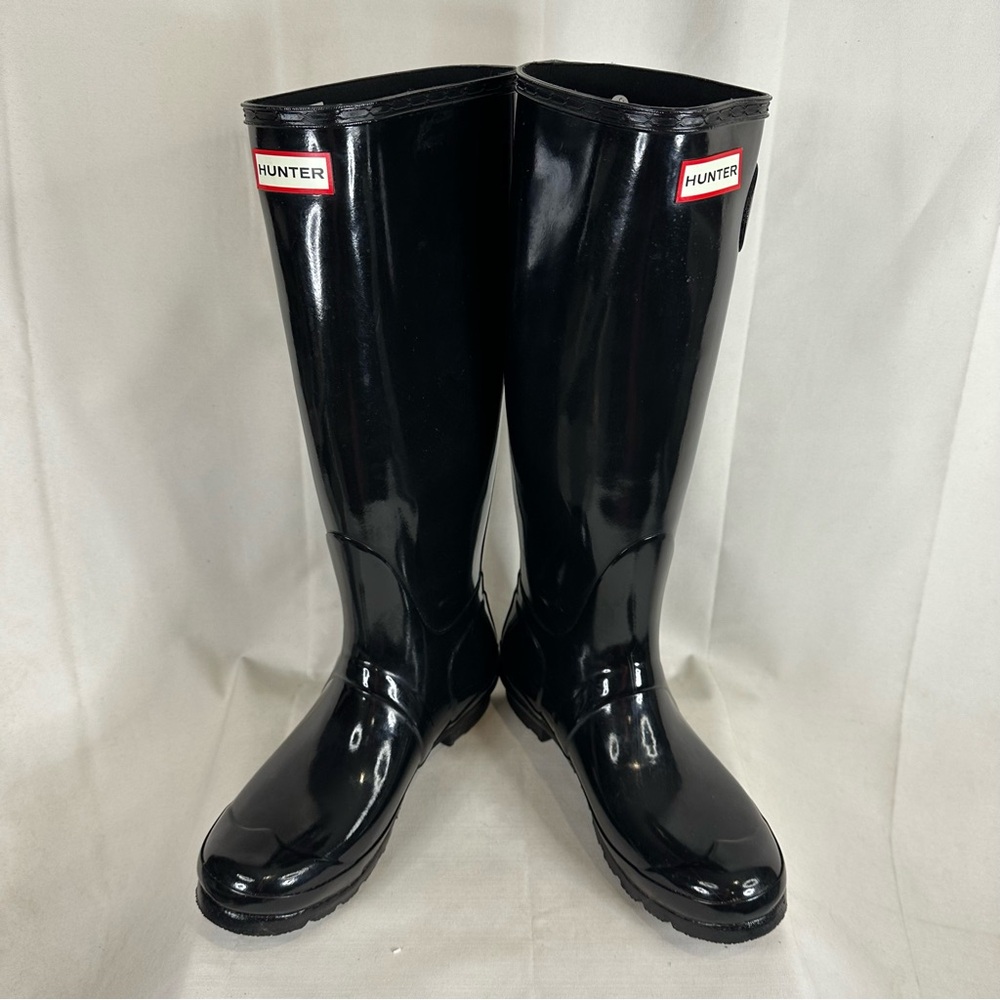 HUNTER Women’s Size 9 Boots Original Tall Waterproof Black Rain Buckle Black - Picture 9 of 16